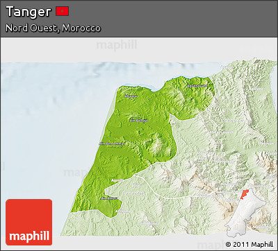 Physical 3D Map of Tanger, lighten