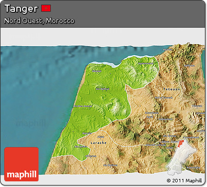 Physical 3D Map of Tanger, satellite outside