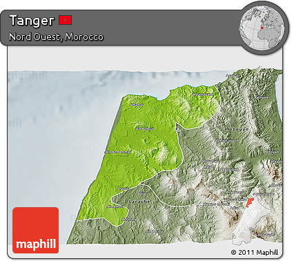 Physical 3D Map of Tanger, semi-desaturated