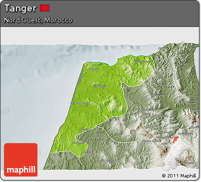 Physical 3D Map of Tanger, semi-desaturated