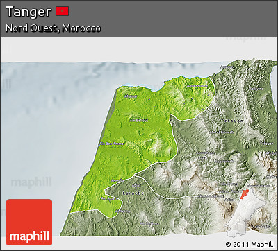 Physical 3D Map of Tanger, semi-desaturated