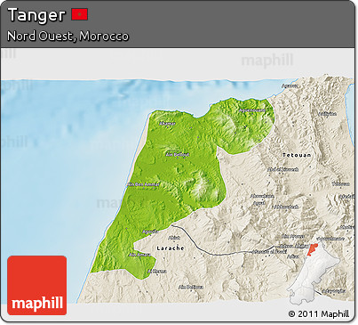 Physical 3D Map of Tanger, shaded relief outside