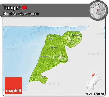 Physical 3D Map of Tanger, single color outside