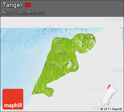 Physical 3D Map of Tanger, single color outside