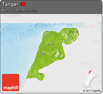 Physical 3D Map of Tanger, single color outside