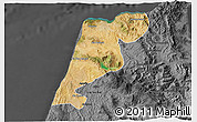 Satellite 3D Map of Tanger, darken, desaturated