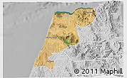Satellite 3D Map of Tanger, lighten, desaturated