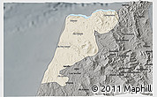 Shaded Relief 3D Map of Tanger, darken, semi-desaturated