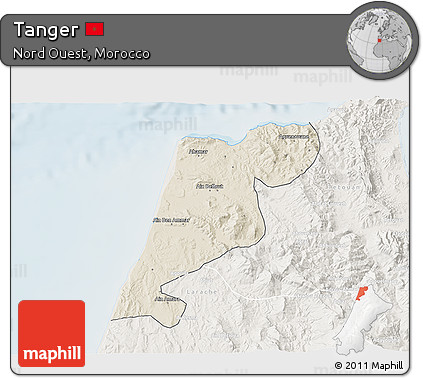 Shaded Relief 3D Map of Tanger, lighten