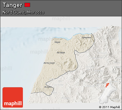 Shaded Relief 3D Map of Tanger, lighten