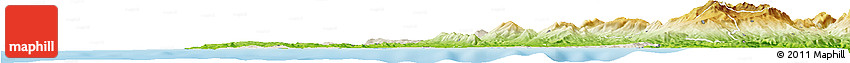 Shaded Relief Horizon Map of Tanger, physical outside