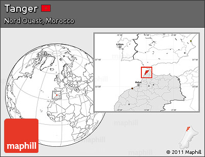 Blank Location Map of Tanger, highlighted country