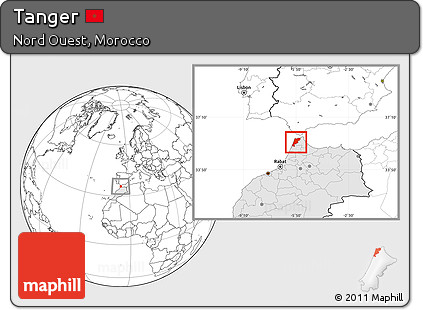 Blank Location Map of Tanger, highlighted country