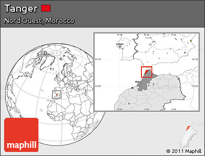 Blank Location Map of Tanger, highlighted country, highlighted parent region