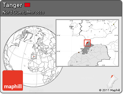 Blank Location Map of Tanger, highlighted country, highlighted parent region