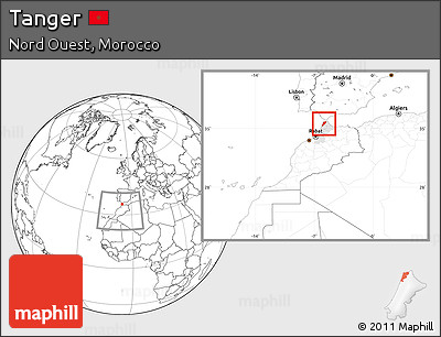 Blank Location Map of Tanger, highlighted parent region, within the entire country