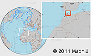 Gray Location Map of Tanger, within the entire country