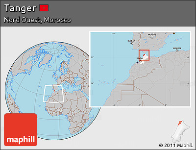 Gray Location Map of Tanger, highlighted parent region, within the entire country