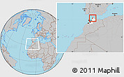 Gray Location Map of Tanger, highlighted parent region, within the entire country