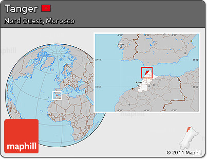 Gray Location Map of Tanger, highlighted parent region