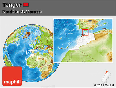 Physical Location Map of Tanger, highlighted country, within the entire country