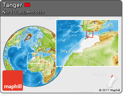 Physical Location Map of Tanger, highlighted country, within the entire country