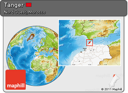Physical Location Map of Tanger, highlighted country
