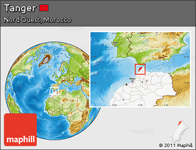 Physical Location Map of Tanger, highlighted country