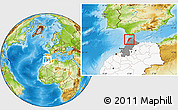 Physical Location Map of Tanger, highlighted country, highlighted parent region