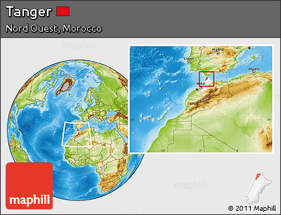 Physical Location Map of Tanger, highlighted parent region, within the entire country