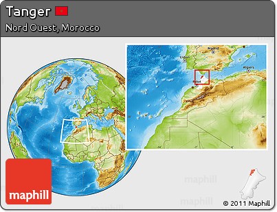 Physical Location Map of Tanger, highlighted parent region, within the entire country