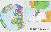 Political Location Map of Tanger, highlighted country, highlighted parent region