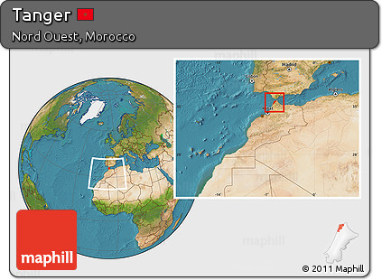 Satellite Location Map of Tanger, within the entire country