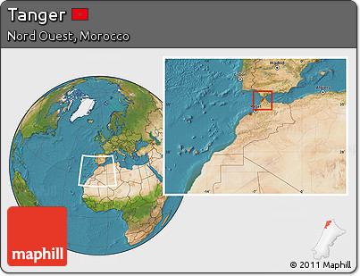 Satellite Location Map of Tanger, within the entire country