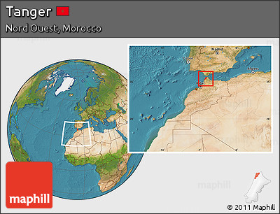 Satellite Location Map of Tanger, within the entire country