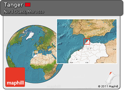Satellite Location Map of Tanger, highlighted country