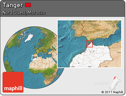 Satellite Location Map of Tanger, highlighted country