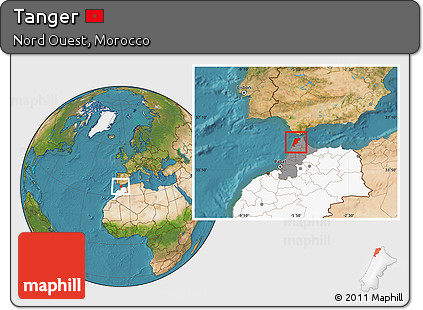 Satellite Location Map of Tanger, highlighted country, highlighted parent region