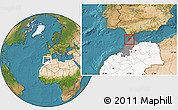 Satellite Location Map of Tanger, highlighted country, highlighted parent region