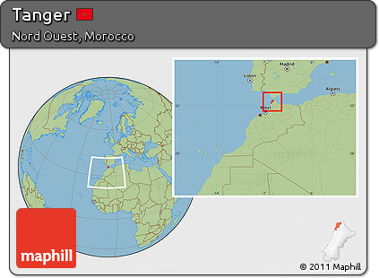 Savanna Style Location Map of Tanger, within the entire country