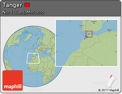 Savanna Style Location Map of Tanger, within the entire country