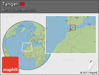 Savanna Style Location Map of Tanger, within the entire country