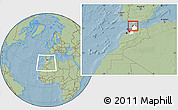 Savanna Style Location Map of Tanger, highlighted parent region, within the entire country, hill shading