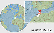 Savanna Style Location Map of Tanger, highlighted parent region, hill shading
