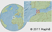 Savanna Style Location Map of Tanger, hill shading