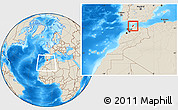 Shaded Relief Location Map of Tanger, within the entire country