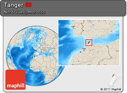 Shaded Relief Location Map of Tanger