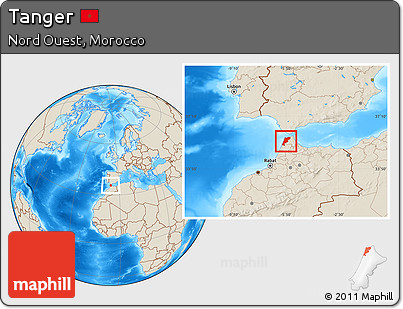 Shaded Relief Location Map of Tanger