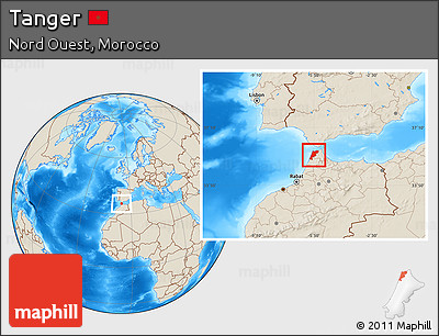 Shaded Relief Location Map of Tanger