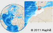 Shaded Relief Location Map of Tanger, highlighted country, highlighted parent region, within the entire country